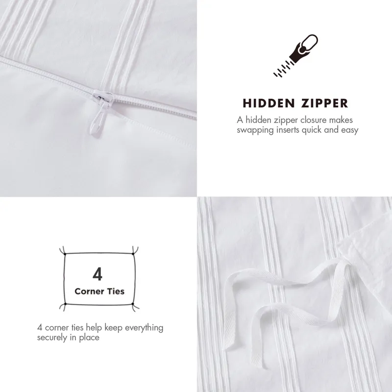 Super Listing Logan Striped Reversible Pintuck Pleated Duvet Set