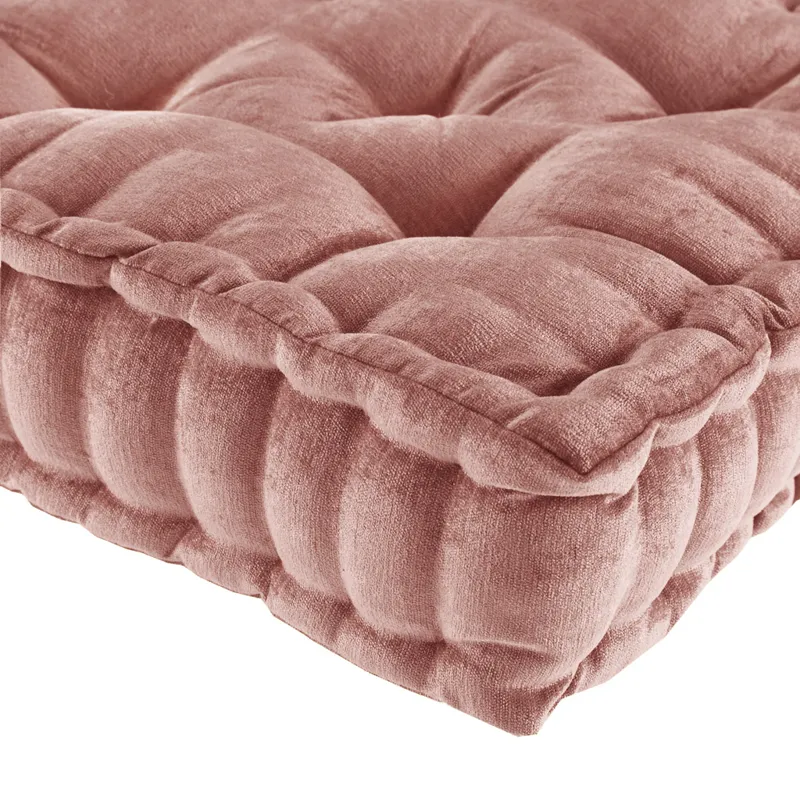Azza Poly Chenille Square Floor Pillow Cushion - Dusty Peach