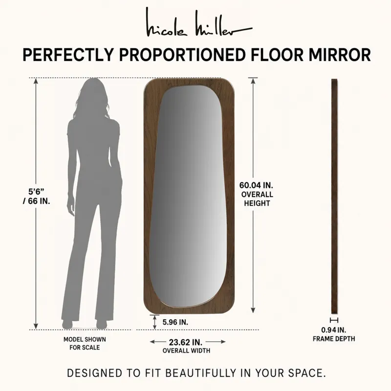 Nicole Miller Odette 23X60 Modern Full Length Floor Mirror - Walnut Brown