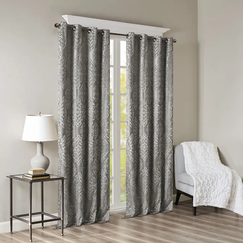 SunSmart Mirage Knitted Jacquard Damask Total Blackout Grommet Top Curtain Panel