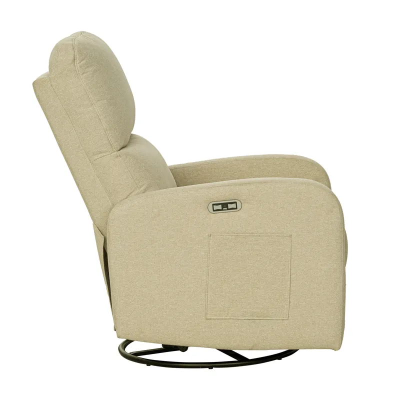 Dakota Power Recliner 3-in-1 with Swivel, Glider, USB Ports - Beige