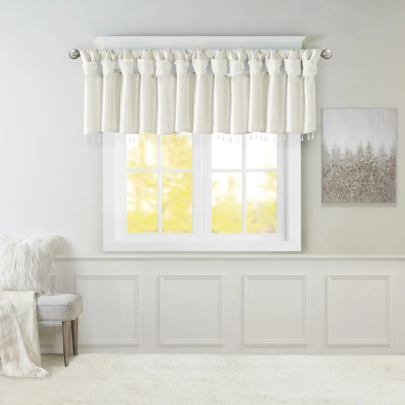 Madison Park Emilia Lightweight Faux Silk Valance With Beads
