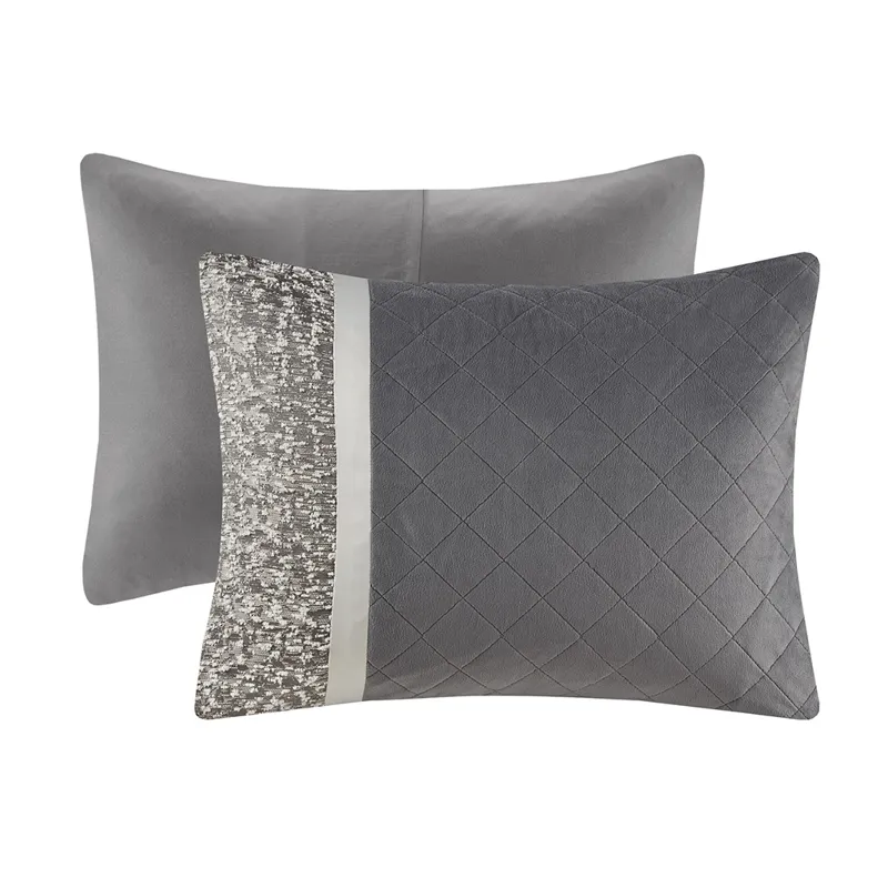 Madison Park Amelia 5 Piece Textured Jacquard Stripe Comforter Set with Throw Pillows - King/California King - Grey