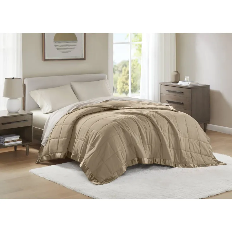 Madison Park Windom Lightweight Down Alternative Blanket with Satin Trim