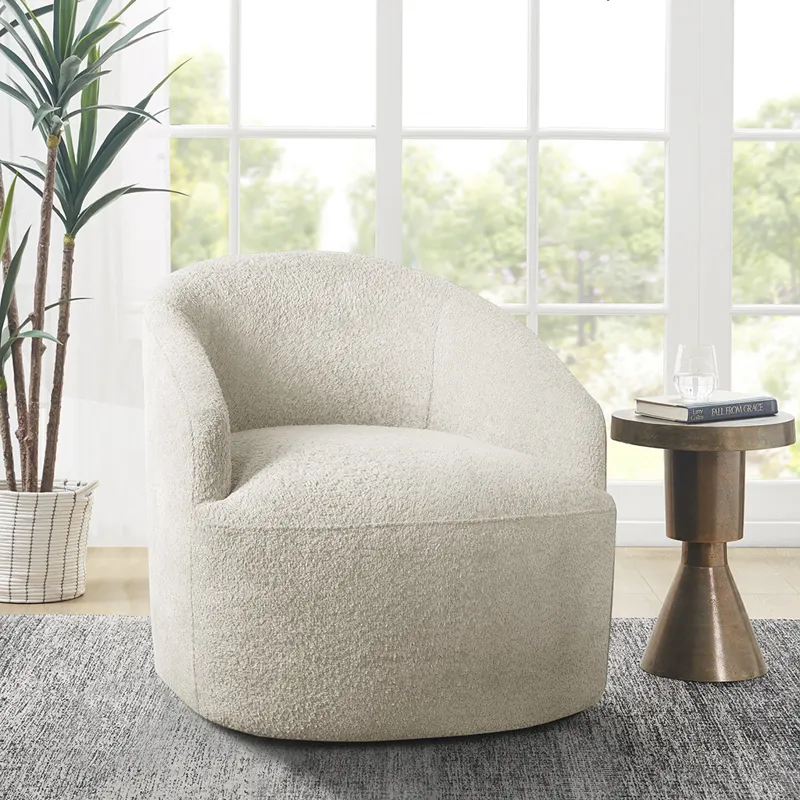 Bonn Upholstered 360 Degree Swivel Chair - Cream