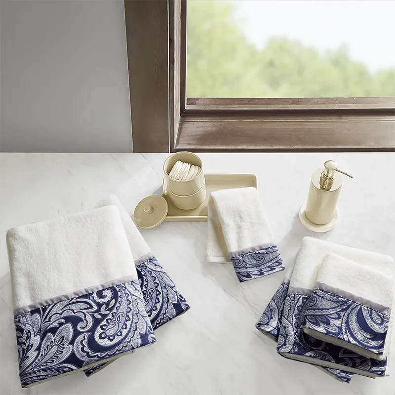 Aubrey 6 Piece Jacquard Towel Set - Navy
