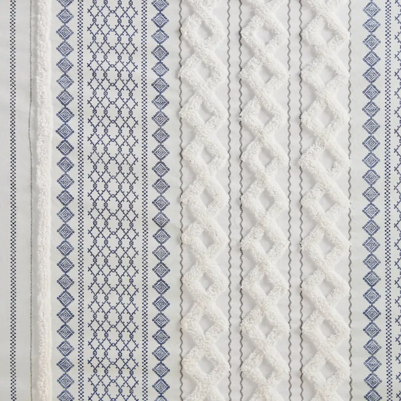 INK+IVY Imani Cotton Printed Shower Curtain with Chenille
