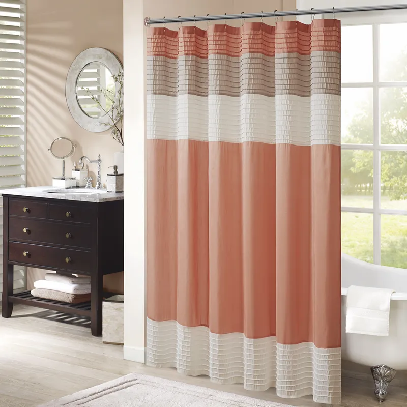 Amherst Faux Silk Shower Curtain - Coral
