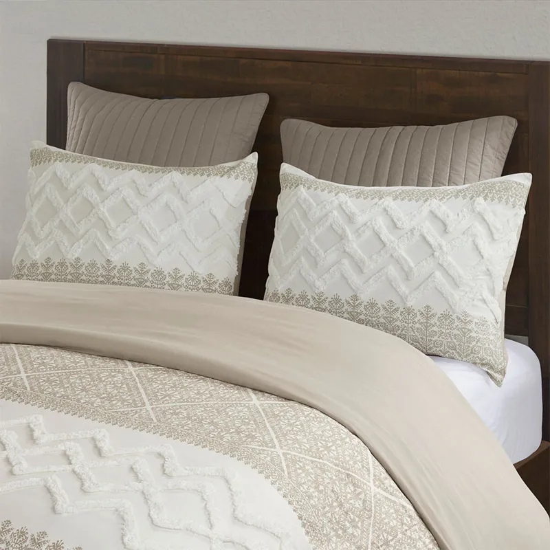 INK+IVY Mila 3 Piece Cotton Duvet Cover Set with Chenille Tufting