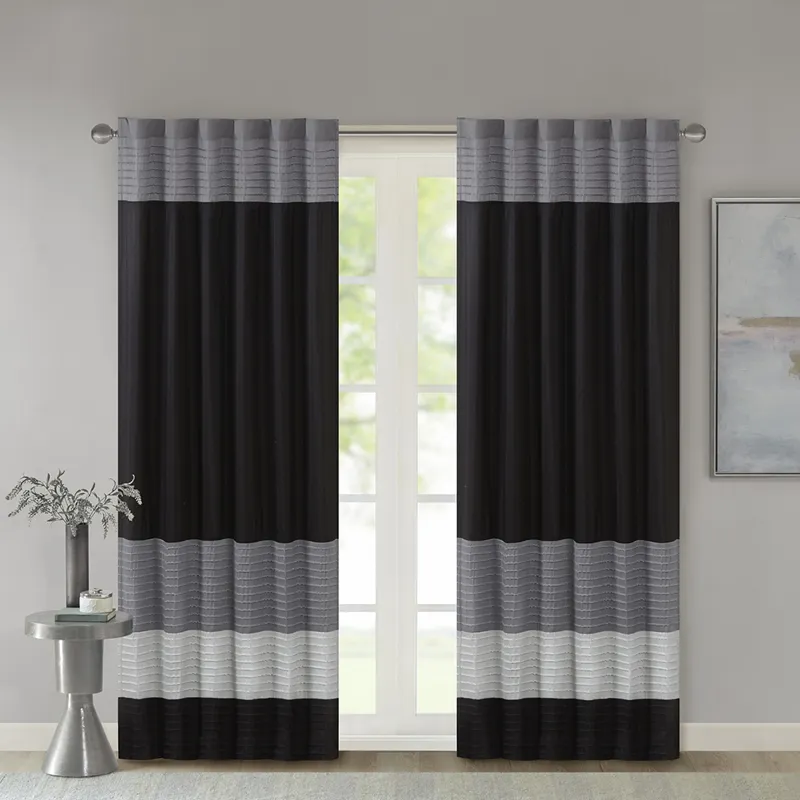 Amherst Polyoni Pintuck Curtain Panel - Black
