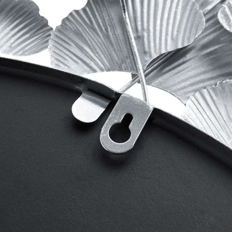 Eden Gingko Leaf Round Wall Mirror 30.5” - Silver