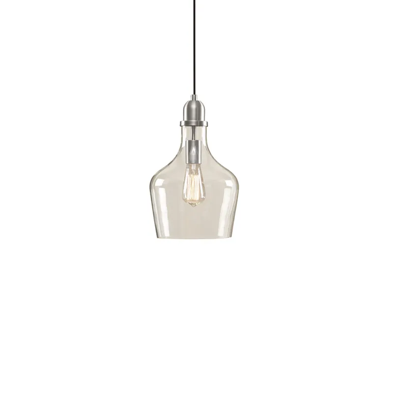 Auburn Bell Shaped Hanging Glass Pendant Light - Silver/Clear