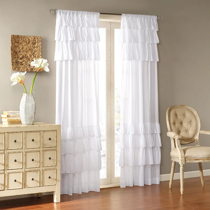 Madison Park Anna Cotton Oversized Ruffle Curtain Panel