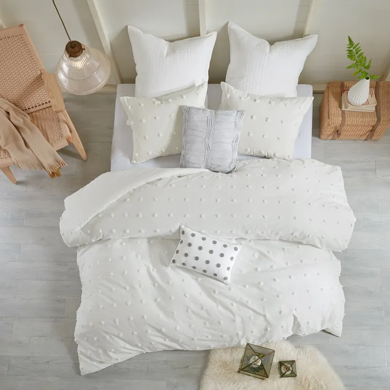 Brooklyn King/California King Cotton Jacquard Duvet Cover Set with Euro Shams and Throw Pillows - Iv