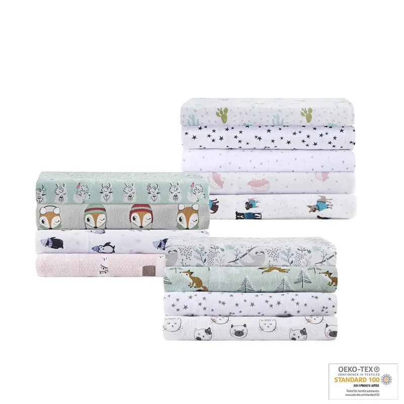 Intelligent Design Cozy Soft Cotton Flannel Printed Sheet Set