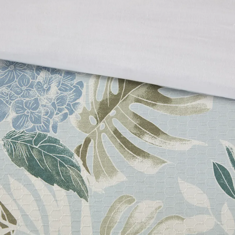 Harbor House Blue Kiawah Island 5 Piece Cotton Duvet Cover Set with Throw Pillow