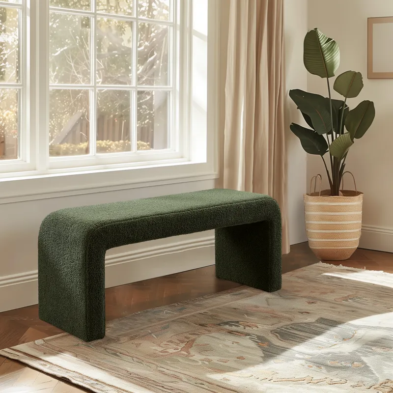 Steve Boucle Waterfall Bench - Green