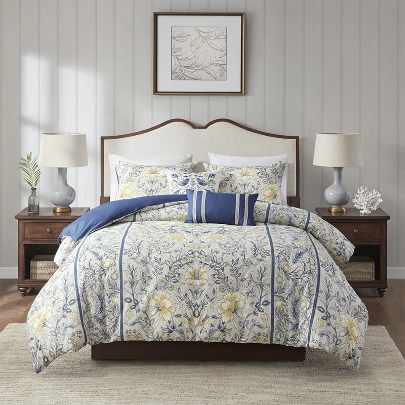 Harbor House Blue Livia 5 Piece Cotton Duvet Cover Set