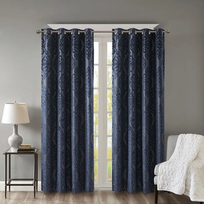 SunSmart Mirage Knitted Jacquard Damask Total Blackout Grommet Top Curtain Panel