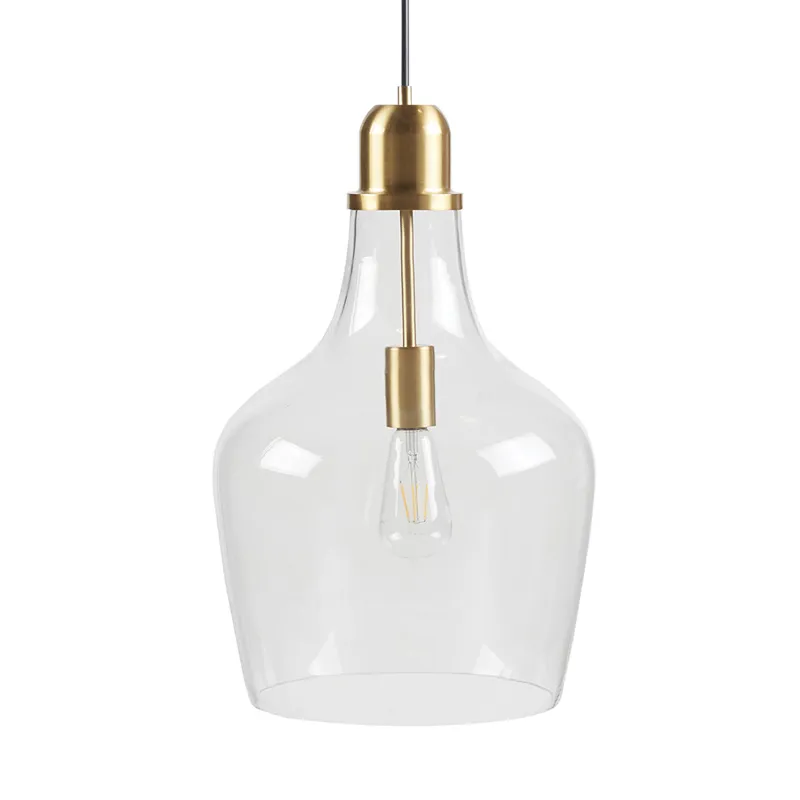 Auburn Bell Shaped Hanging Glass Pendant Light - Gold/Clear