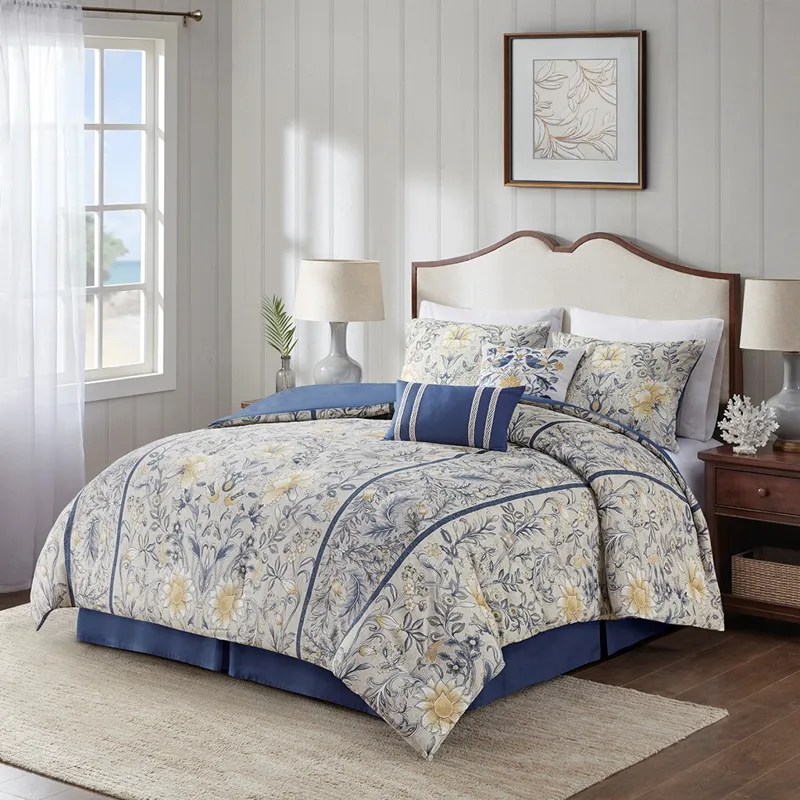 Harbor House Blue Livia 6 Piece Cotton Comforter Set