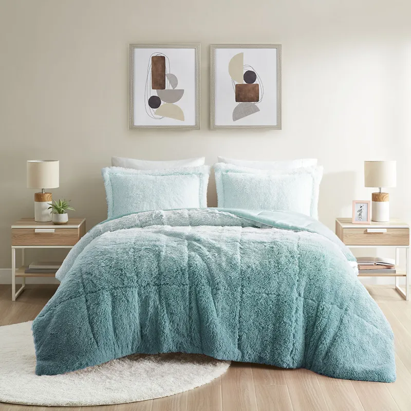 Intelligent Design Brielle Ombre Shaggy Long Fur Comforter Mini Set