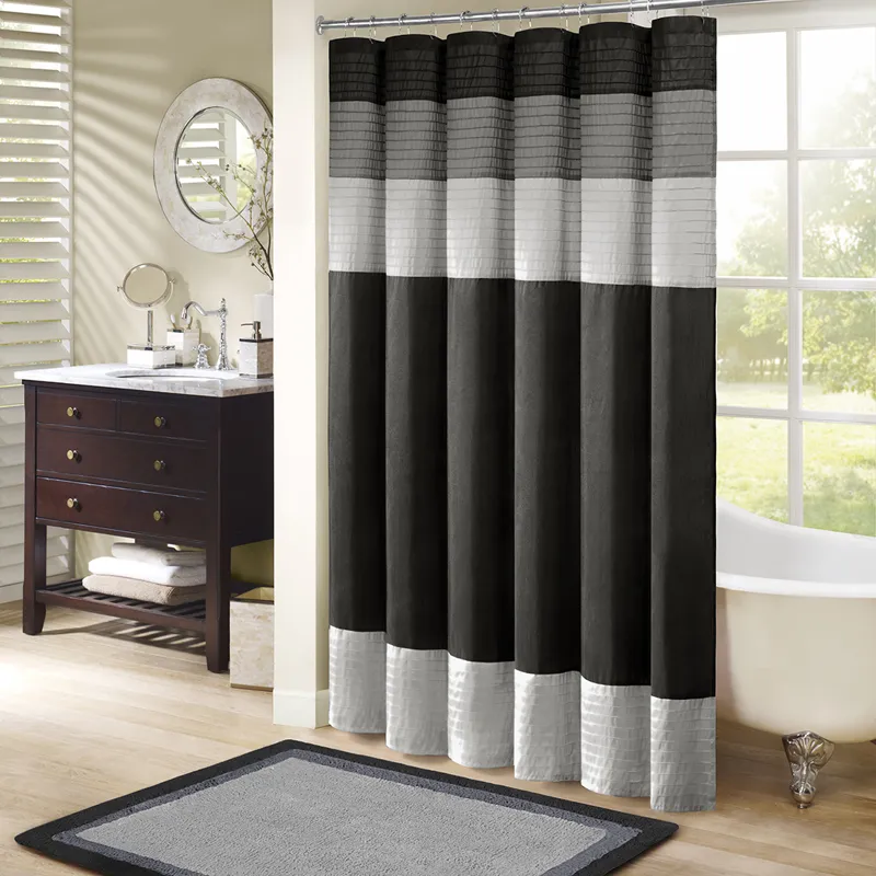 Amherst Faux Silk Shower Curtain - Black
