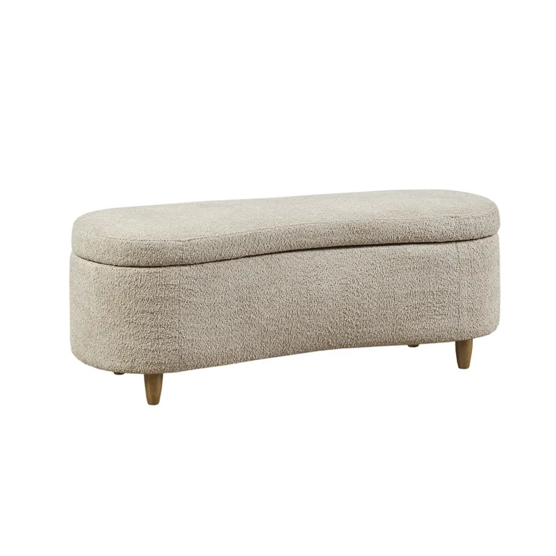Bailey Boucle Flip Top Storage Bench - Taupe