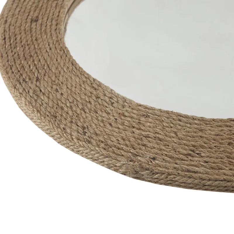 Cove Natural Jute Rope Round Wall Mirror 26\" - Natural