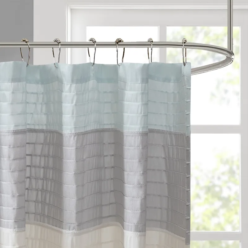 Amherst Faux Silk Shower Curtain - Aqua