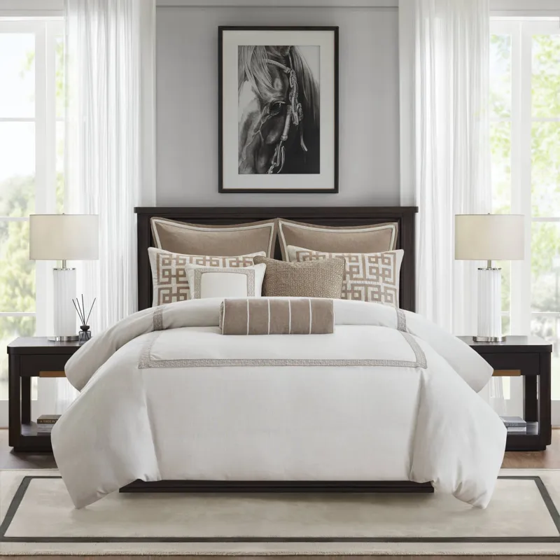 Madison Park Signature Jarvis Embroidery Oversized Duvet Style Comforter Set