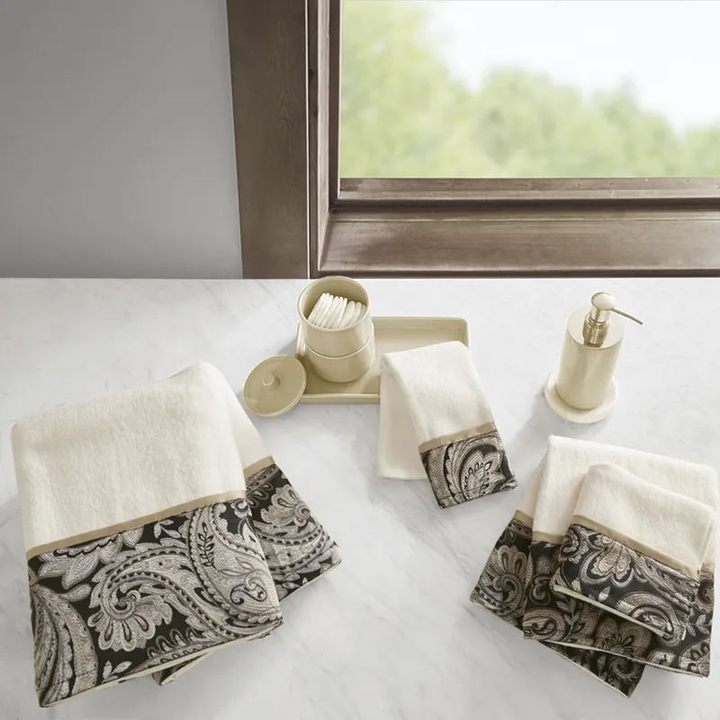 Aubrey 6 Piece Jacquard Towel Set - Black