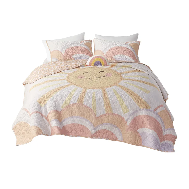 Urban Habitat Kids Dawn Reversible Sunshine Printed Cotton Quilt Set with Throw Pillow