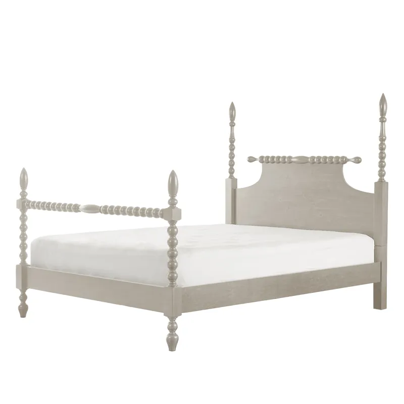 Beckett King Turned Wood Spindle Bed - Antique Cream