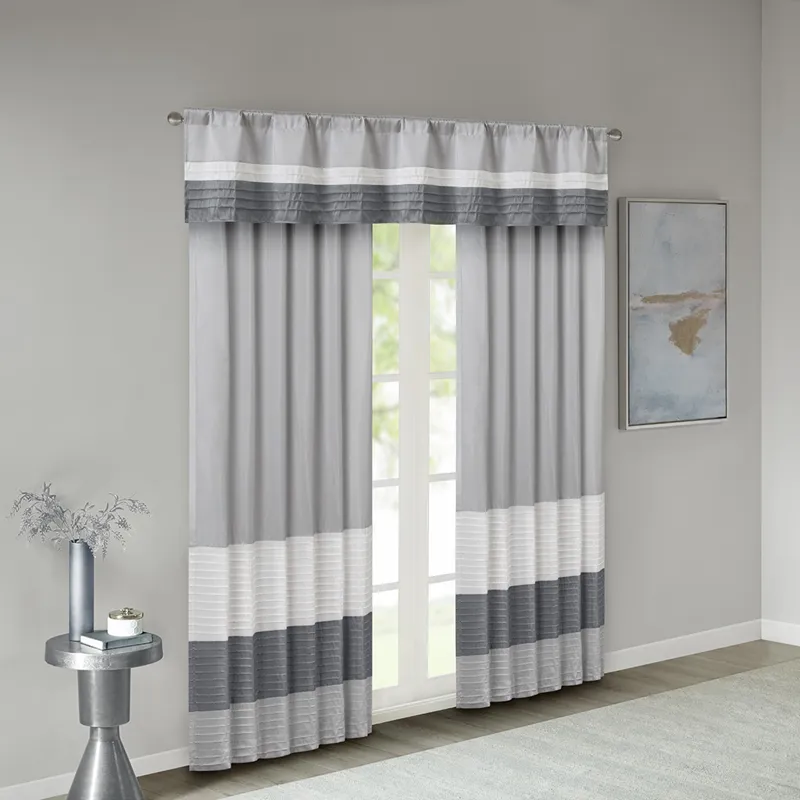 Amherst Polyoni Pintuck Curtain Panel - Grey