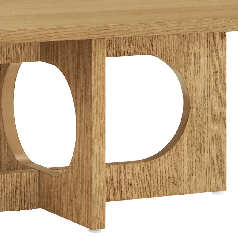 INK+IVY Devon 48" Sculptural Wood Coffee Table with Cutout Base - Natural Oak