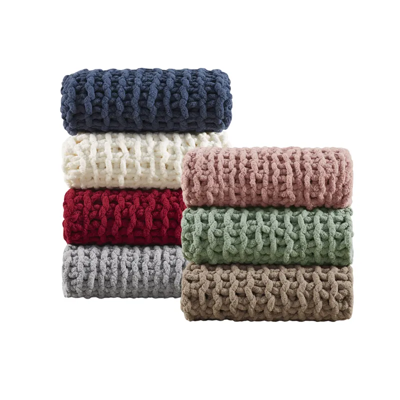 Madison Park Chenille Chunky Knit Throw