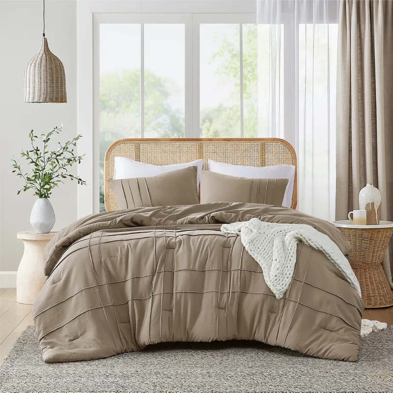 Comfort Spaces Walker Soft Washed Pleated Comforter Set