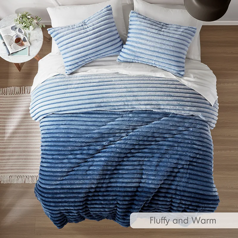Intelligent Design Avril Fluffy Ribbed Plush Comforter Set