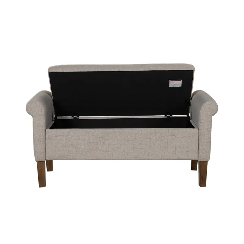 Aubrey Upholstered Storage Bench - Cream
