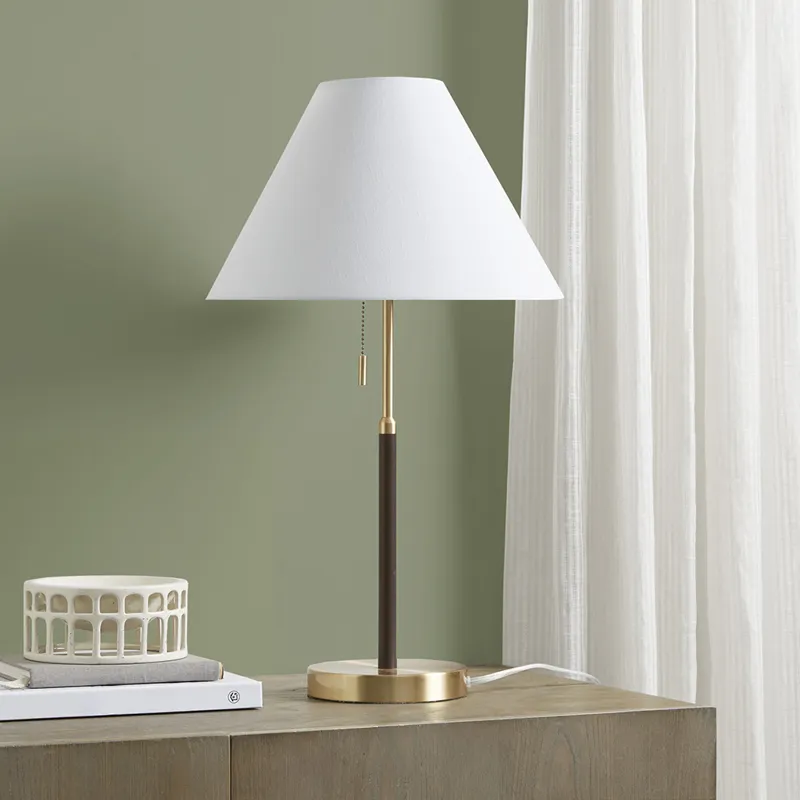 Bromley Two Tone Pull-chain Table Lamp - Gold/Brown