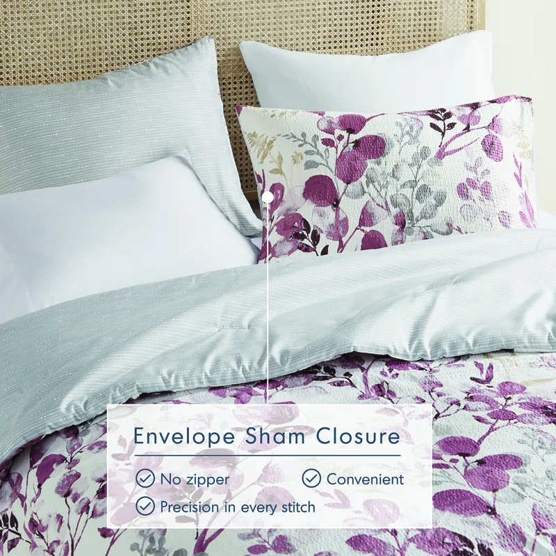 Super Listing Gabby Reversible Floral Botanical Seersucker Comforter Set