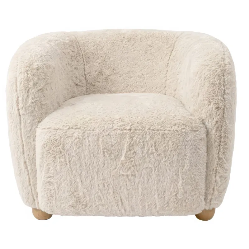 Nicole Miller Merlow Faux Fur Barrel Accent Chair - Ivory