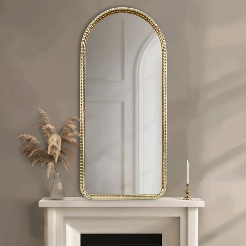 N/A Gold Metal Arch Wall Mirror - Gold