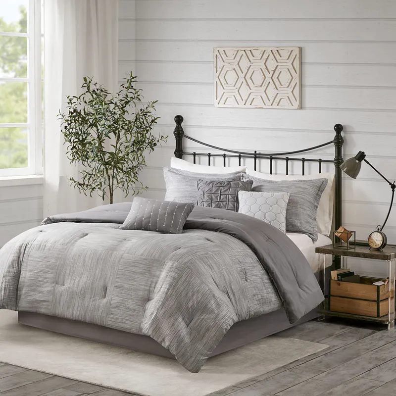 Madison Park Walter 7 Piece Printed Seersucker Comforter Set