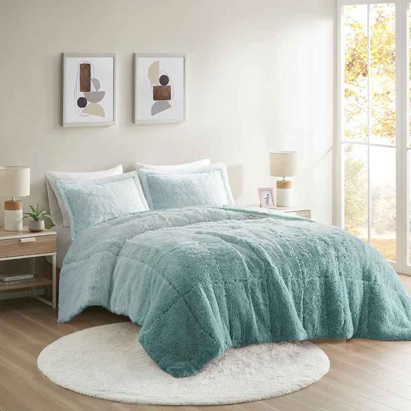 Intelligent Design Brielle Ombre Shaggy Long Fur Comforter Mini Set