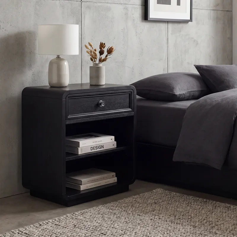 Chapel Hill Deco Nightstand - Black Satin