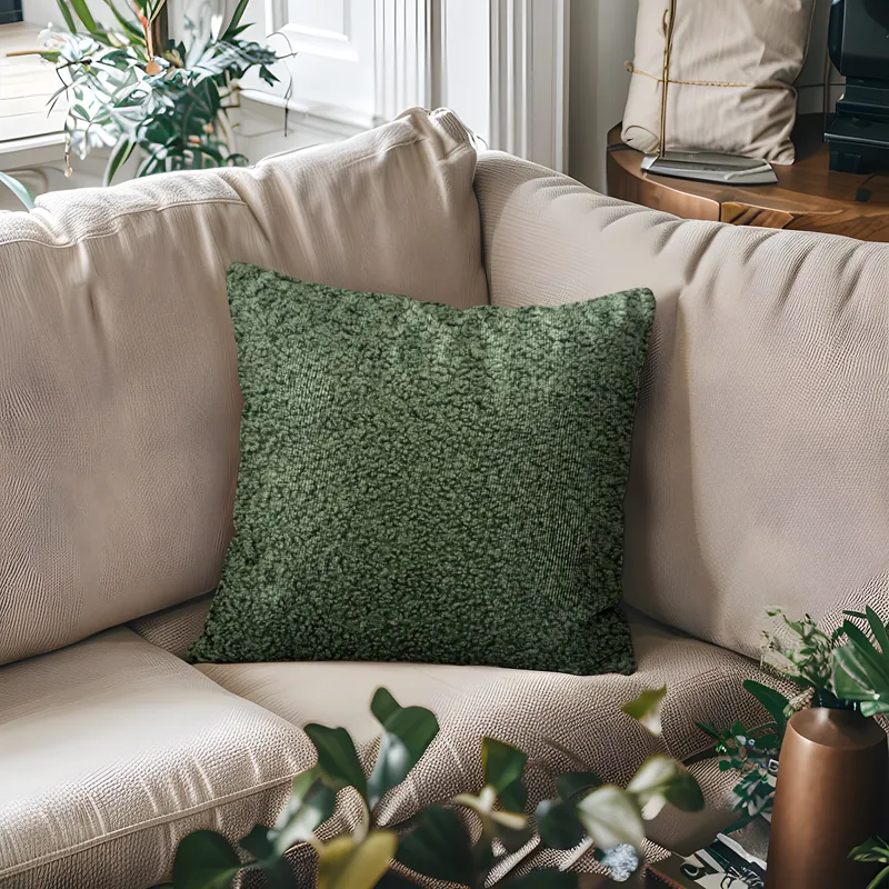 Tara Solid Boucle Square Pillow - Green