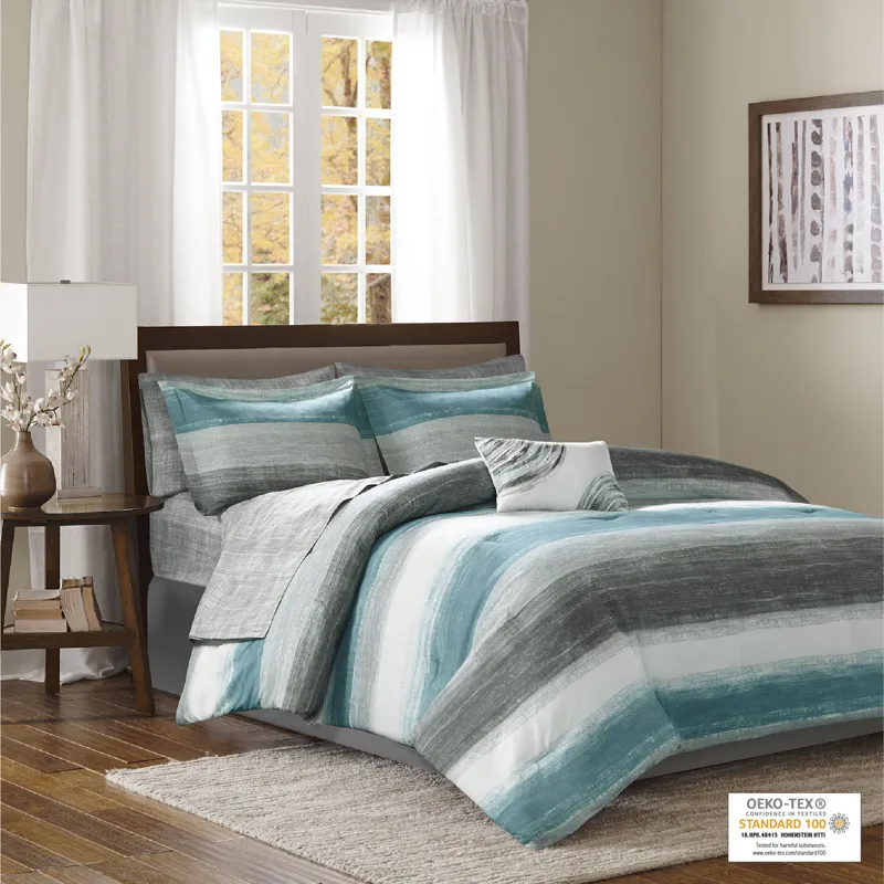 Madison Park Essentials Saben Comforter Set with Cotton Bed Sheets