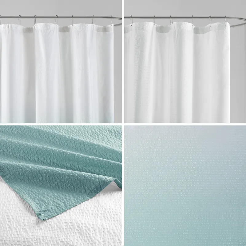 Madison Park Ara Ombre Printed Seersucker Shower Curtain